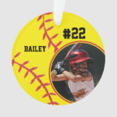 Foto "Softball Player Name Number" Ornament (Vorderseite)