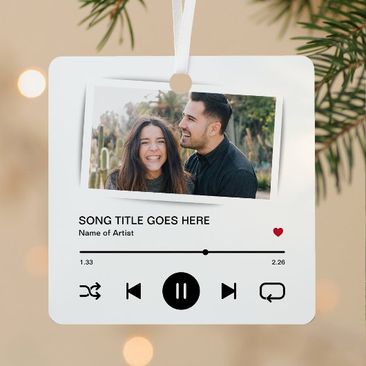 Foto Song Album Couple Holiday Ornament Aus Metall