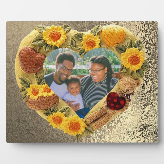 Foto Sonnenblumen Bear Earthy Heart Frame Fotoplatte (Vorderseite)