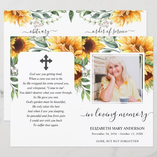 Foto Sonnenblumen Beerdigung Programm (Vorne/Hinten)