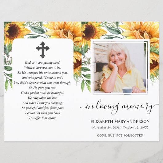 Foto Sonnenblumen Beerdigung Programm (Vorderseite)