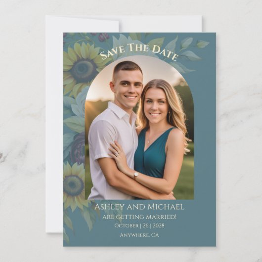 Foto Sonnenblumen Land Elegante Save The Date (Vorderseite)