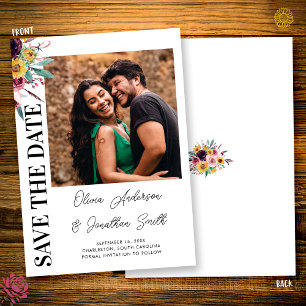 Foto Sonnenblumen Rose Burgund Rustikale Hochzeit  Save The Date