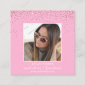 Foto | Soziale Medien | Rosa Glitzer | QR-Code Quadratische Visitenkarte (Vorderseite)