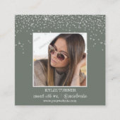 Foto | Soziale Medien | Sage Glitzer | QR-Code Quadratische Visitenkarte (Vorderseite)