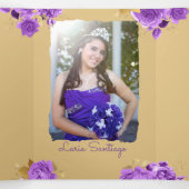 Foto Spanisch Elfenbeinküste und Lila Rose Quincea Dreifach Gefaltete Einladung (Innenseite Mitte)