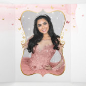 Foto Spanisch Light Pink und Gold Quinceanera Dreifach Gefaltete Einladung (Innenseite Mitte)