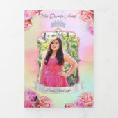 Foto Spanisch Rosa Roses Rainbow Quinceanera Dreifach Gefaltete Einladung (Cover)