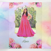 Foto Spanisch Rosa Roses Rainbow Quinceanera Dreifach Gefaltete Einladung (Innenseite Mitte)