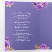 Foto Spanisch Rosa und Lila Rose Quinceanera Dreifach Gefaltete Einladung (Innen Erste Seite)