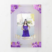 Foto Spanische Perle und Lila Rose Quinceanera Dreifach Gefaltete Einladung (Cover)