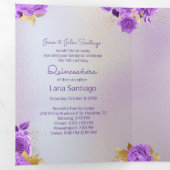 Foto Spanische Perle und Lila Rose Quinceanera Dreifach Gefaltete Einladung (Innen Erste Seite)