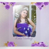 Foto Spanische Perle und Lila Rose Quinceanera Dreifach Gefaltete Einladung (Innenseite Mitte)