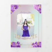 Foto Spanische Perle und Lila Rose Quinceanera Dreifach Gefaltete Einladung (Cover)