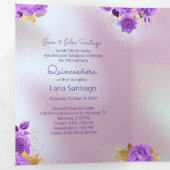 Foto Spanische Perle und Lila Rose Quinceanera Dreifach Gefaltete Einladung (Innen Erste Seite)