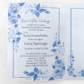 Foto Spanish Light Blue Rose Quinceanera Dreifach Gefaltete Einladung (Innen Erste Seite)