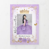 Foto Spanish Light Lila und Gold Quinceanera Dreifach Gefaltete Einladung (Cover)