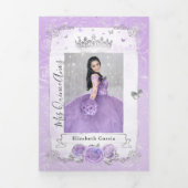 Foto Spanish Light Lila und Silver Quinceanera Dreifach Gefaltete Einladung (Cover)