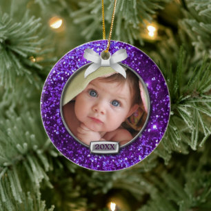 Foto "Sparkle Lila/Silver Bow" Keramikornament
