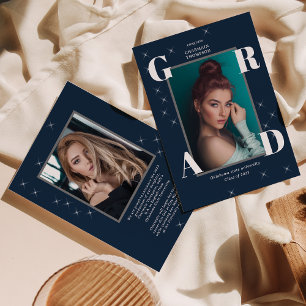 Foto Sparkling Star Retro Navy Blue Abschluss Ankündigung