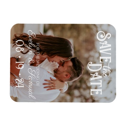 Foto Speichern des Datumsfelds mit weißem Text Magnet (Horizontal)