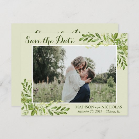 Foto Speichern Sie die Datumskarten mit botanische Save The Date (Vorne/Hinten)