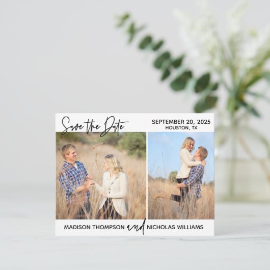 Foto Speichern Sie die Datumskarten mit zwei Bilde Save The Date (Stehend Vorderseite)