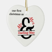 Foto & Split Ampersand - First Christmas Mr. & Mrs Keramik Ornament (Rechts)
