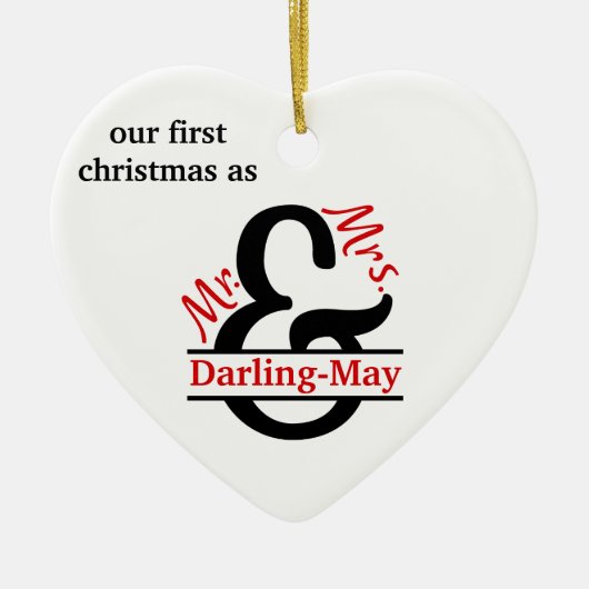 Foto & Split Ampersand - First Christmas Mr. & Mrs Keramik Ornament (Vorne)