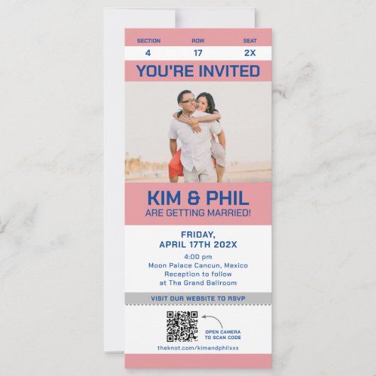 Foto Sport Ticket Einladung große Karte QR Code (Vorderseite)