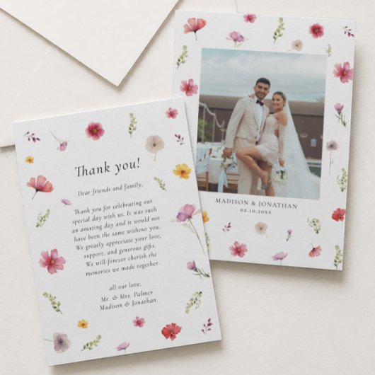 Foto Spring Wildblume Hochzeit Danke Karte