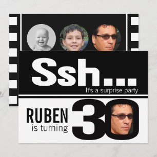 Foto ssh Männer Schwarz-weiß 30. Geburtstag 4 Foto Einladung