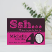 Foto ssh Überraschungsrosa 40. Geburtstag einladen Einladung (Stehend Vorderseite)