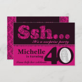 Foto ssh Überraschungsrosa 40. Geburtstag einladen Einladung (Vorne/Hinten)