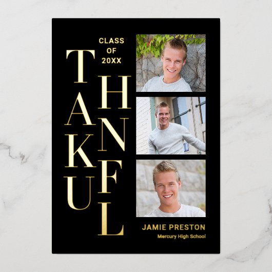 Foto "Stacks Charm Foil Abschluss" Danke, Card Folieneinladung (Vorderseite)