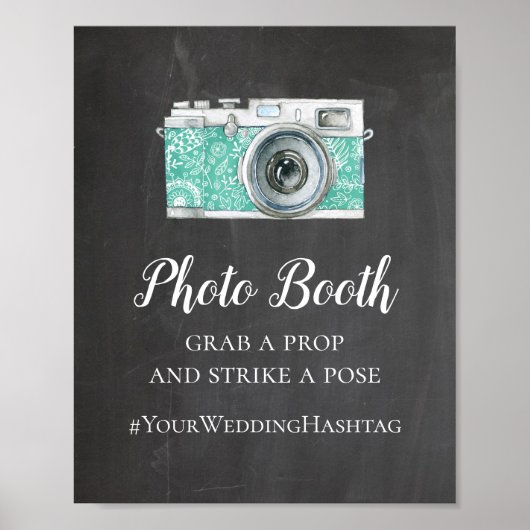 Foto Stand Chalkboard Hochzeit. Modernes Hashtag Poster (Vorne)