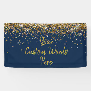 Foto-Stand der Custom Navy Blue & Gold Birthday Pa Banner