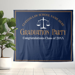 Foto-Stand der Navy Blue Gold Law School Abschluss Wandteppich