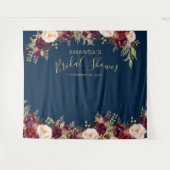 Foto-Stand des Burgund-Floral-Navy-Brautparty Wandteppich (Vorderseite (Horizontal))