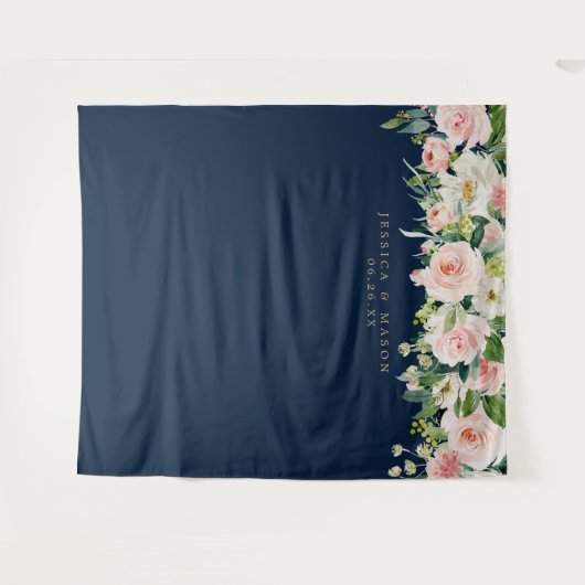 Foto-Stand für Hochzeitsszenarien mit blauem Gold Wandteppich (Vorderseite (Horizontal))