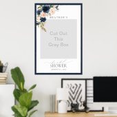 Foto-Stand für Navy Blue & Blush Floral Brautparty Poster (Heimbüro)