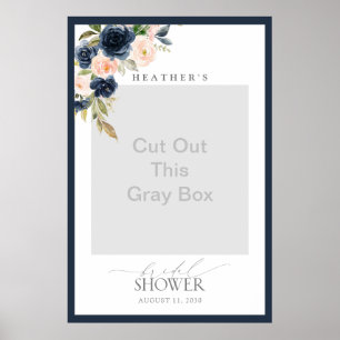 Foto-Stand für Navy Blue & Blush Floral Brautparty Poster