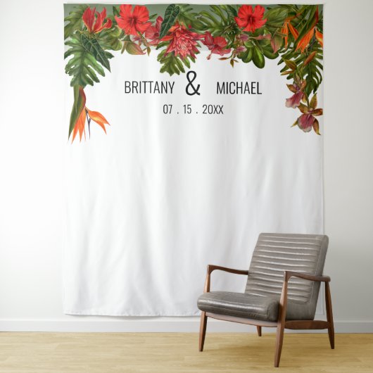 Foto-Stand für Tropical Breeze Wedding Backdrop Wandteppich (Beispiel)