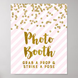 Foto Stand Hochzeitsmarkierung Rosa goldene Streif Poster