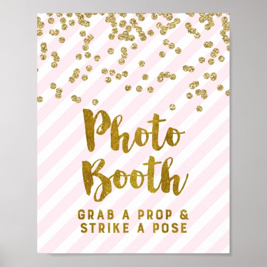 Foto Stand Hochzeitsmarkierung Rosa goldene Streif Poster (Vorne)