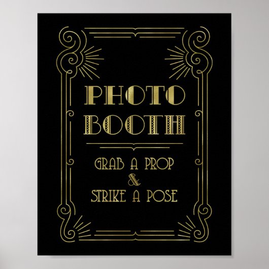 Foto-Stand Hochzeitssing Gold Black Art Deco Poster (Vorne)