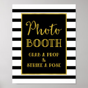 Foto Stand Hochzeitssing Gold Black Stripes Poster