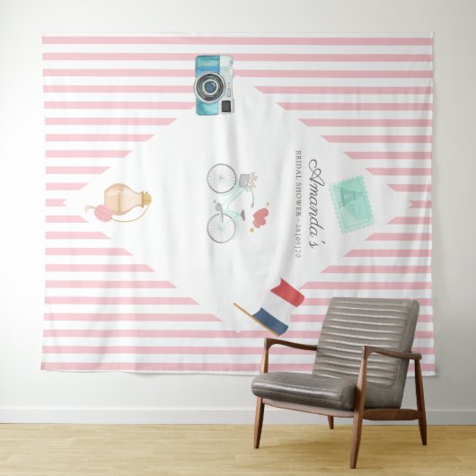 Foto-Stand in Paris Themed Brautparty Wandteppich (Beispiel (Horizontal))