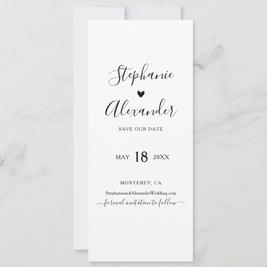 Foto-Stand-Lesezeichen Hochzeit Sichern Sie das Da Save The Date (Rückseite)