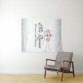 Foto-Stand von Red and White Quinceanera Wandteppich (Beispiel (Horizontal))